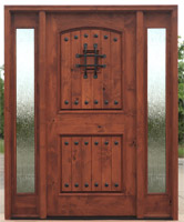 Rustic Entry Doors Teak with Rain Glass