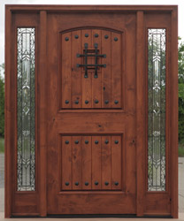 PFC-DOORS KNOTTY ALDER WITH IRON CLASSIC GLASS