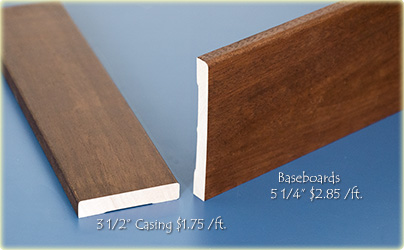 Modern Flat Casing and Baseboards in Solid Mahogany