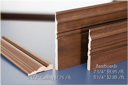 solid mahogany interior casing and baseboards