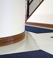 poplar baseboard with curved installation