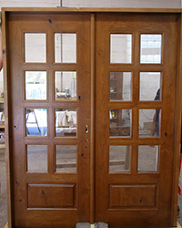 rustic interior french doors 8-lite knotty alder