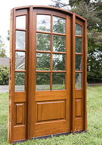 exterior mahogany arched door with sidelights