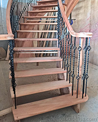 mahogany staircase arched