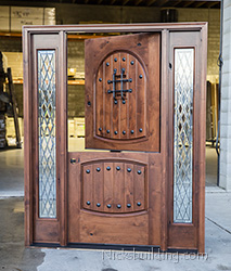 Exterior Knotty alder Dutch Door with sidelights