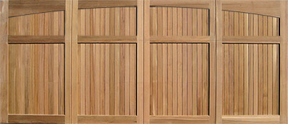 cedar garage door with all wood plank panels Eclipse 16x7